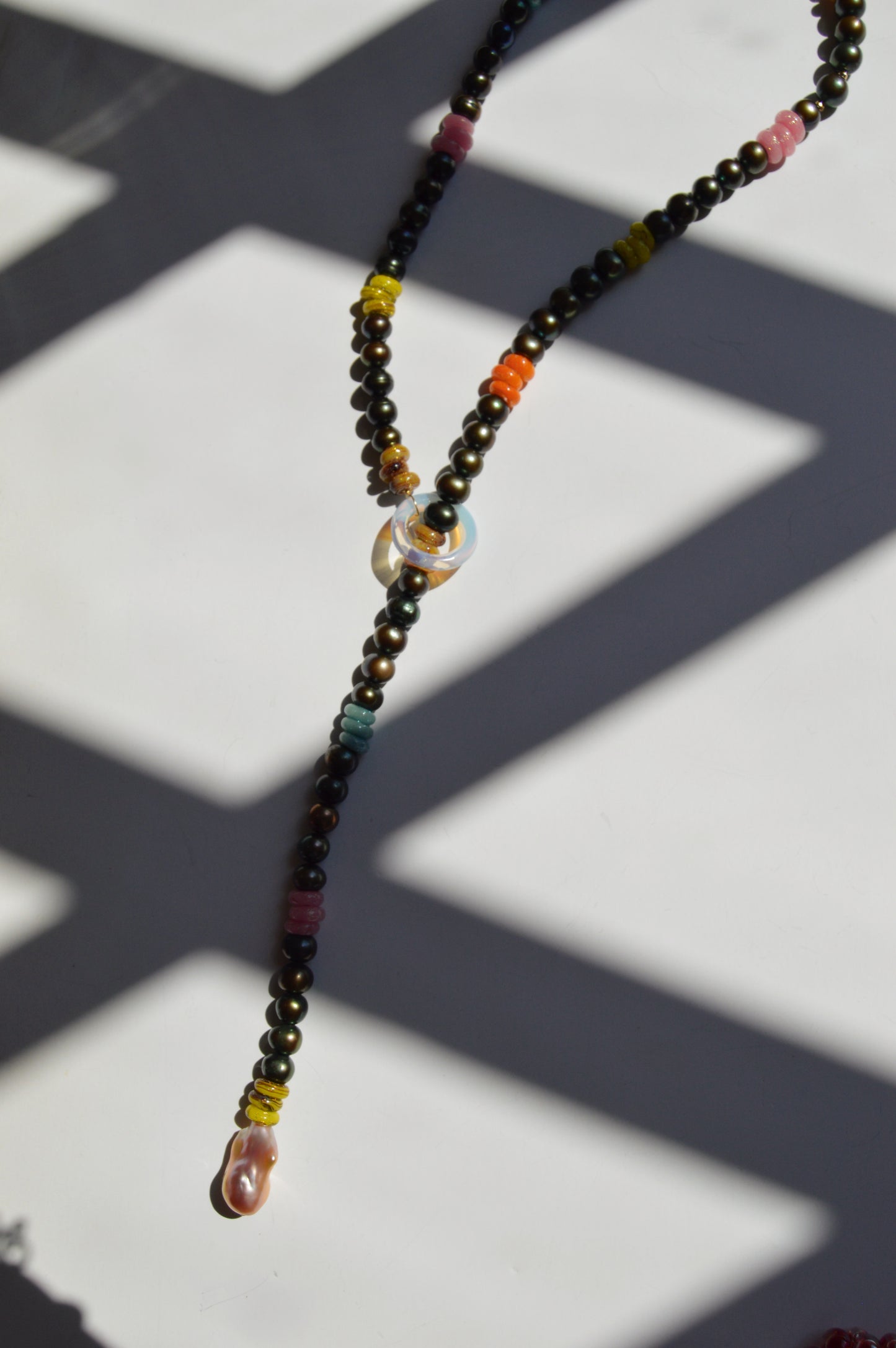 Pearl and Glass Necklace Lariat