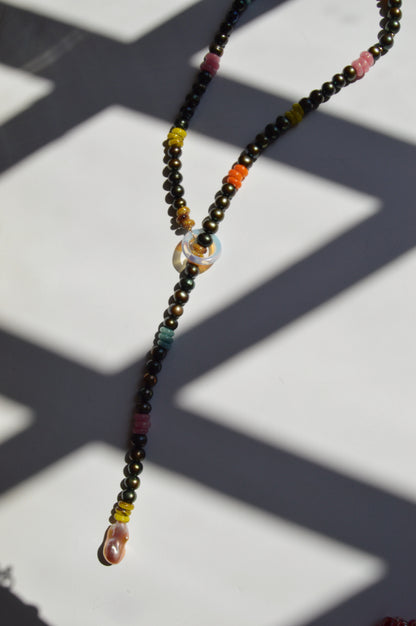 Pearl and Glass Necklace Lariat
