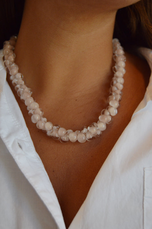 Bubble Glass Necklace- Nude