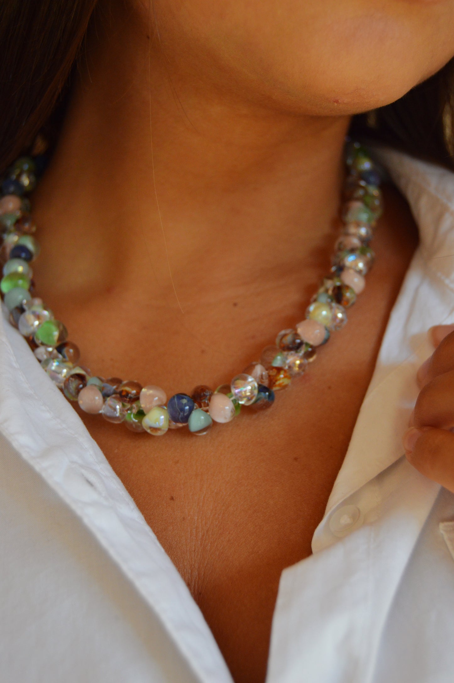 Bubble Glass Necklace- Autumn Mix
