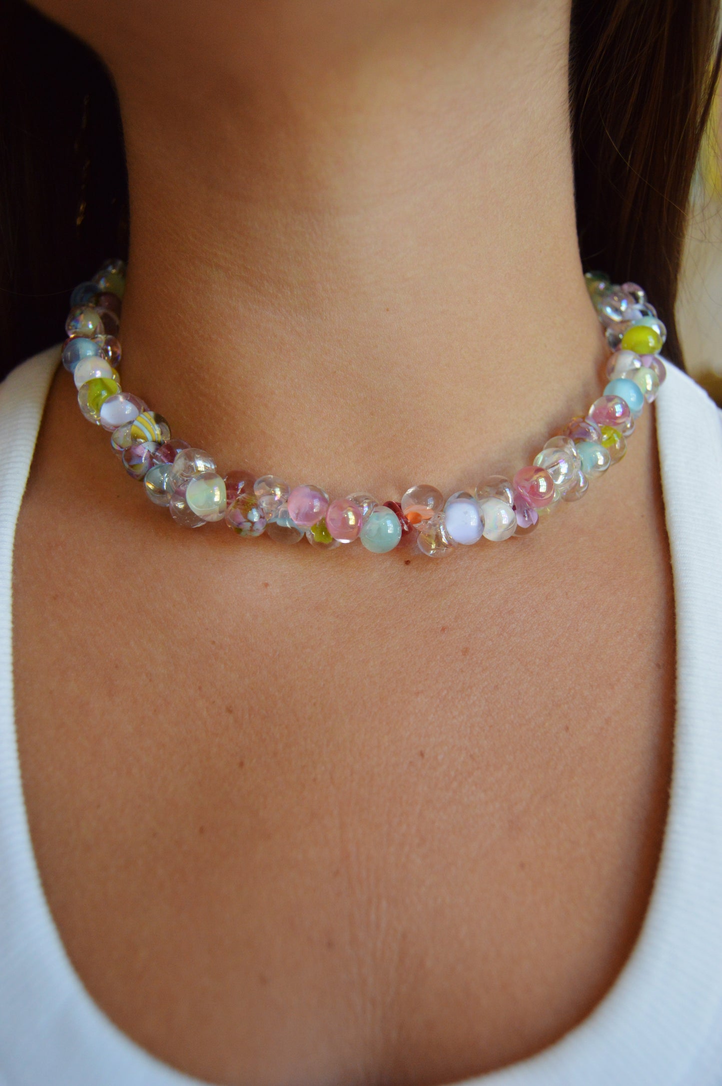 Rainbow Bubble Glass Necklace- Disco