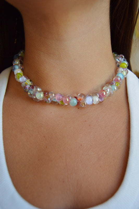 Rainbow Bubble Glass Necklace- Disco