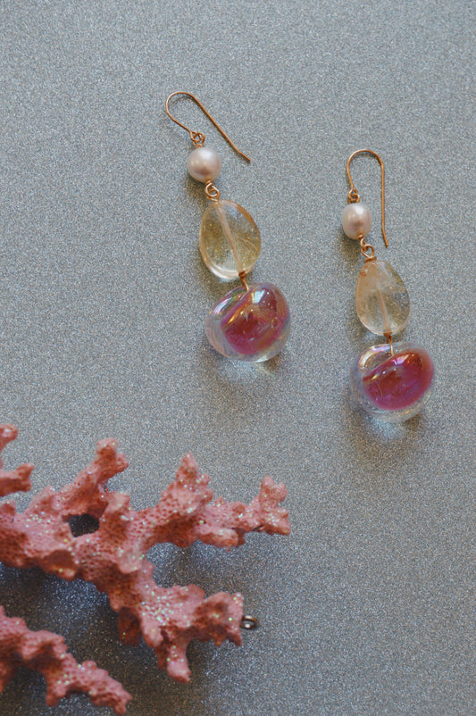 Grand Bubble Gemstone Drops- Shimmer Pink