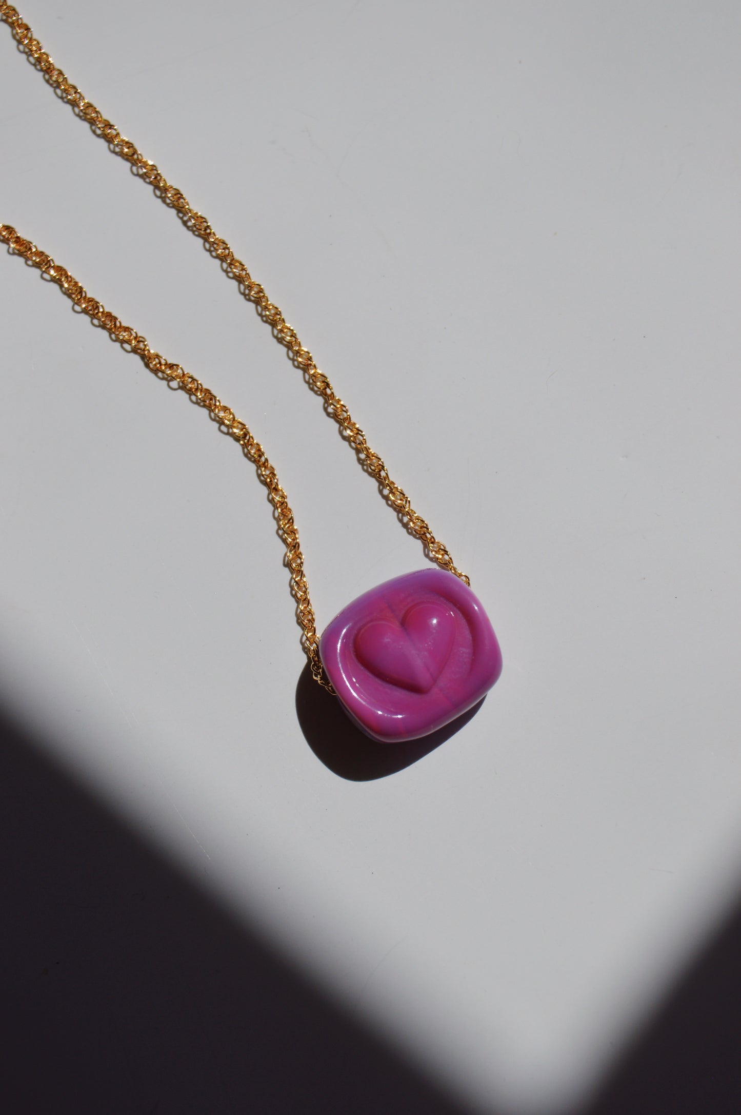 Glass Heart Stamp Necklace