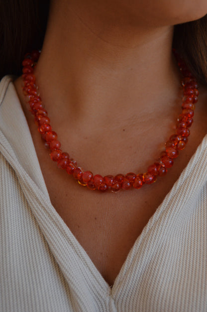 Bubble Glass Necklace- Cherry