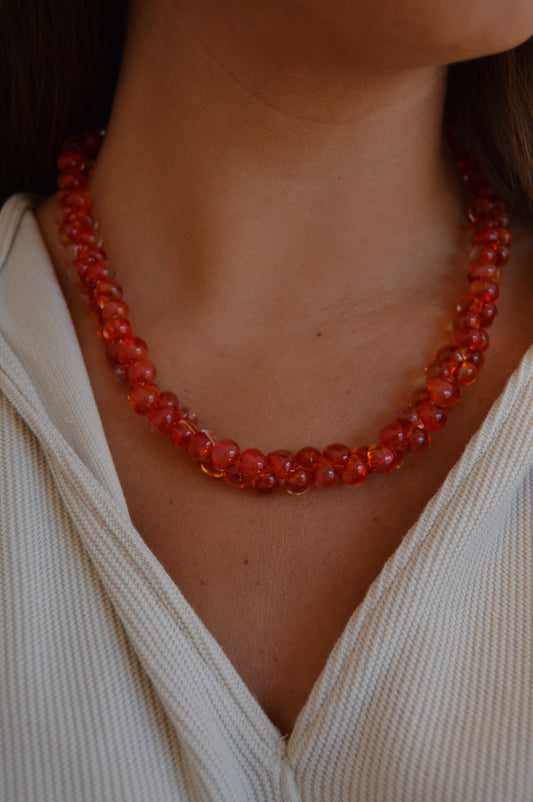 Bubble Glass Necklace- Cherry