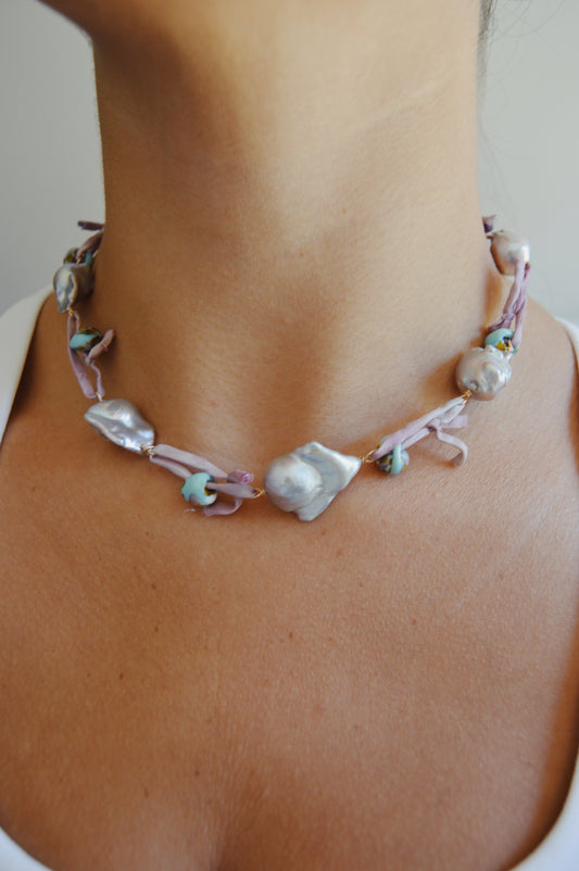 Purple Silk and Pearl Layer