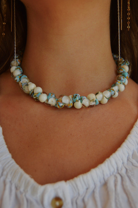 Bubble Glass Necklace- Seashell Mix