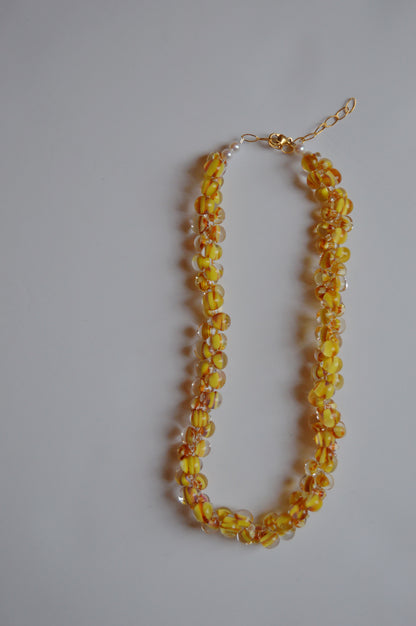 Bubble Glass Necklace- Butterscotch