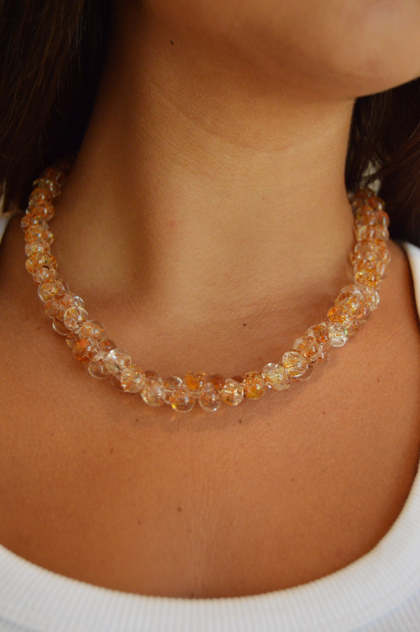 Bubble Glass Necklace- Speckled Gold