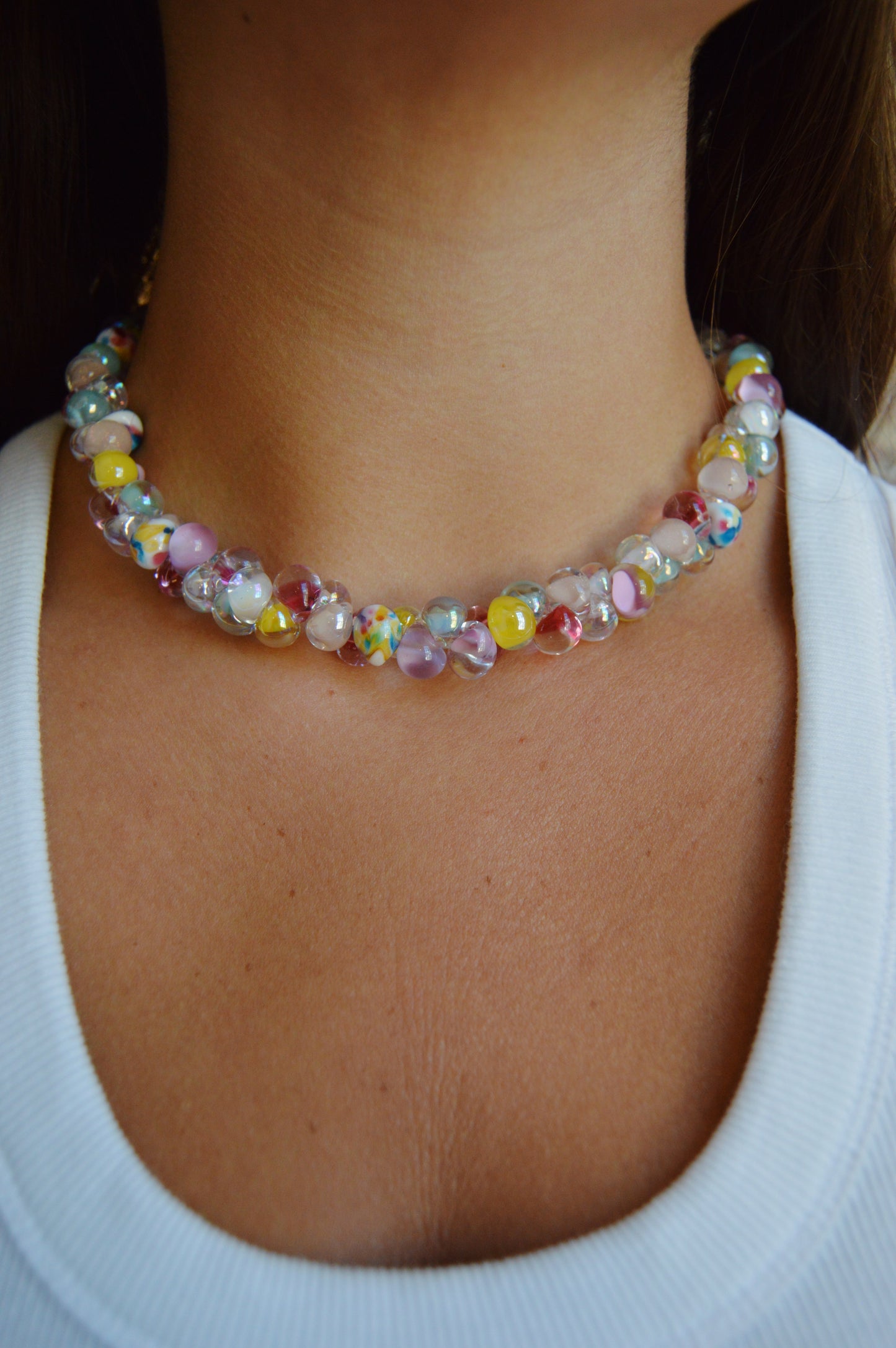 Rainbow Bubble Glass Necklace- Jellybean