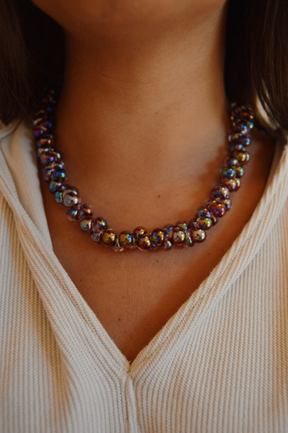 Bubble Glass Necklace- Shimmer Black Cherry