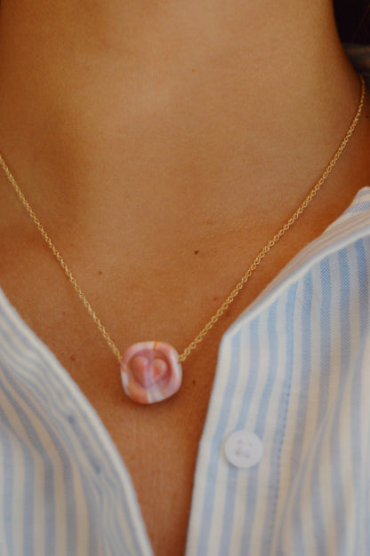 Glass Heart Stamp Necklace