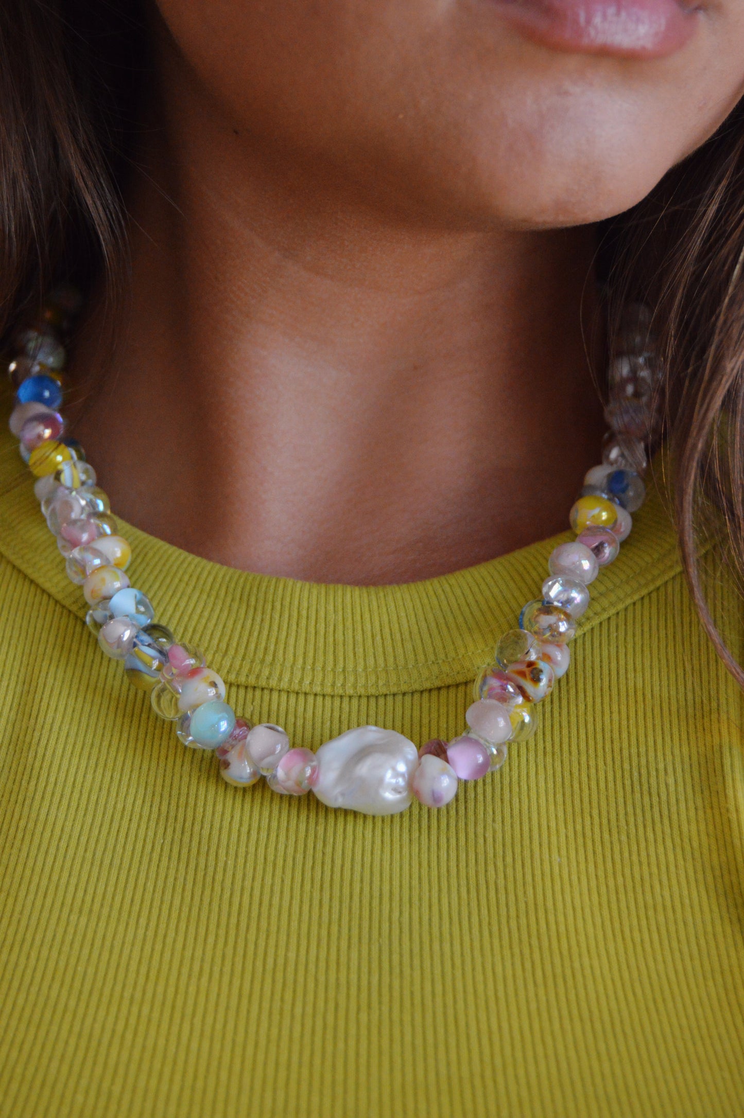 Rainbow Bubble Glass Necklace- Doodle