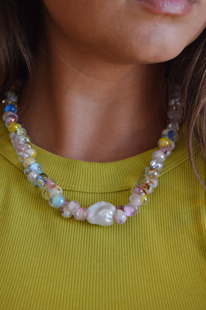 Rainbow Bubble Glass Necklace- Doodle