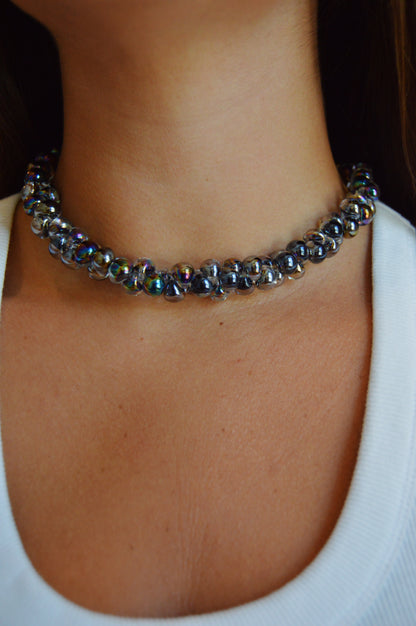 Bubble Glass Necklace- Shimmer Black