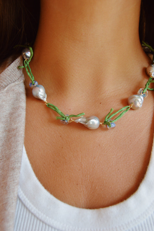 Green Silk and Pearl Layer