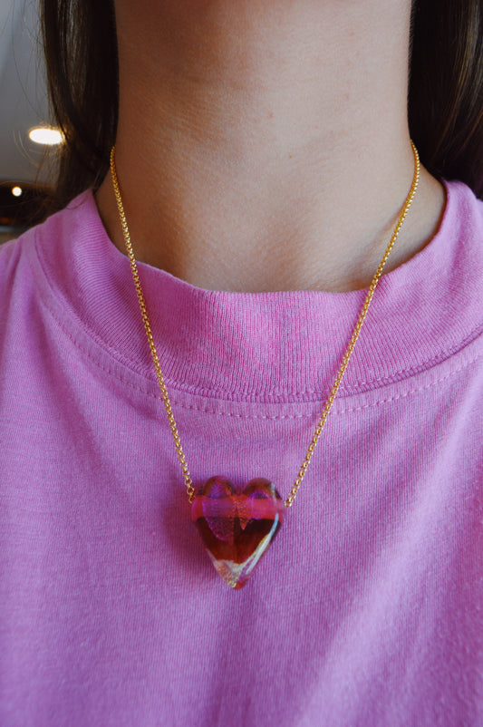 Large Glass Heart Necklace