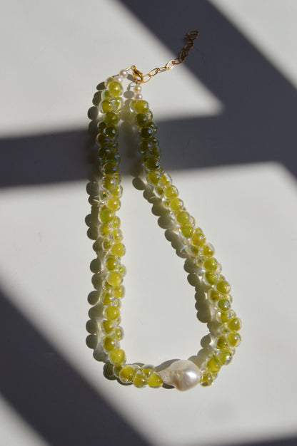 Bubble Glass Necklace - Shimmer Chartreuse