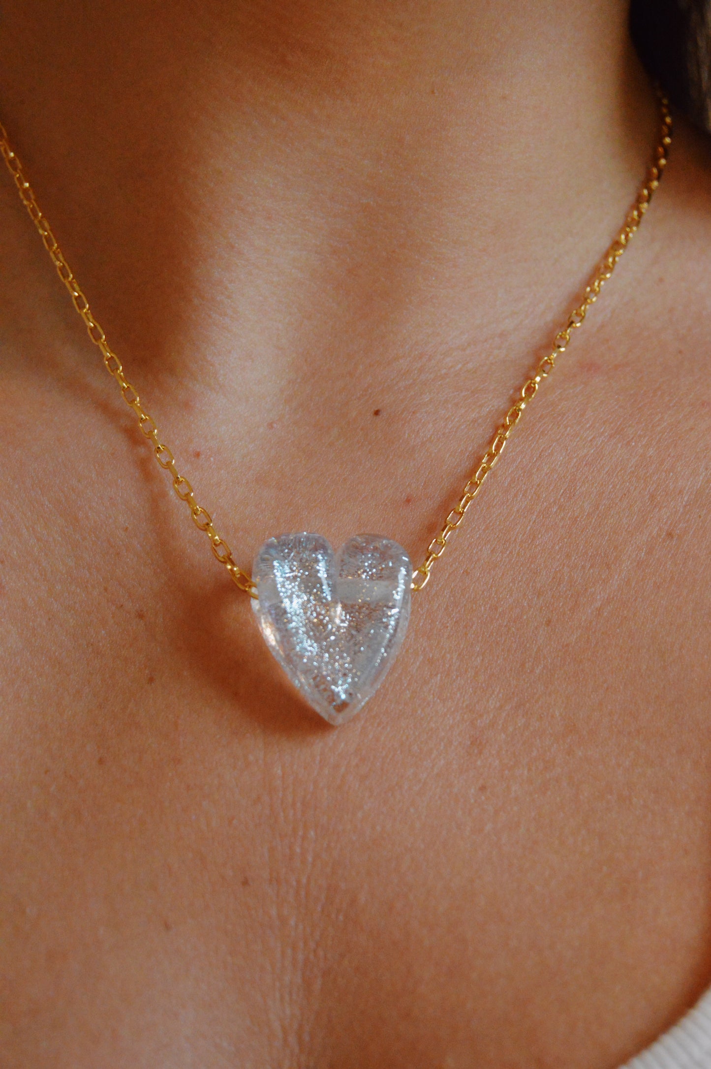Glass Heart Necklaces- Whites and Clears