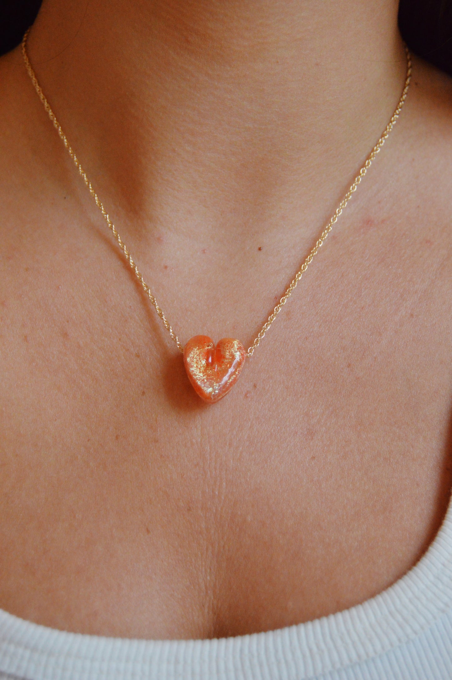 Glass Heart Necklaces- Reds & Oranges