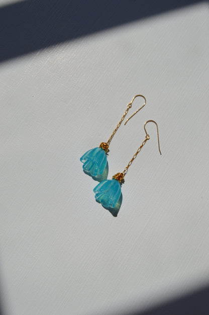 Super Sale Glass Tulip Earrings- Blues