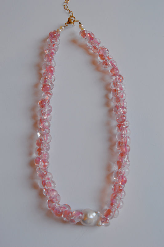 Bubble Glass Necklace - Flushed