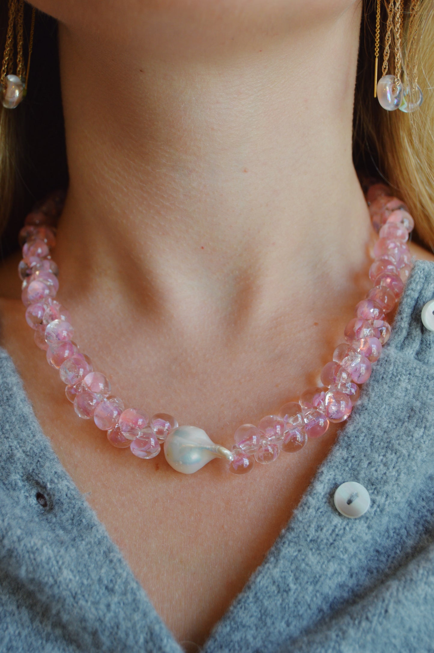 Bubble Glass Necklace - Flushed