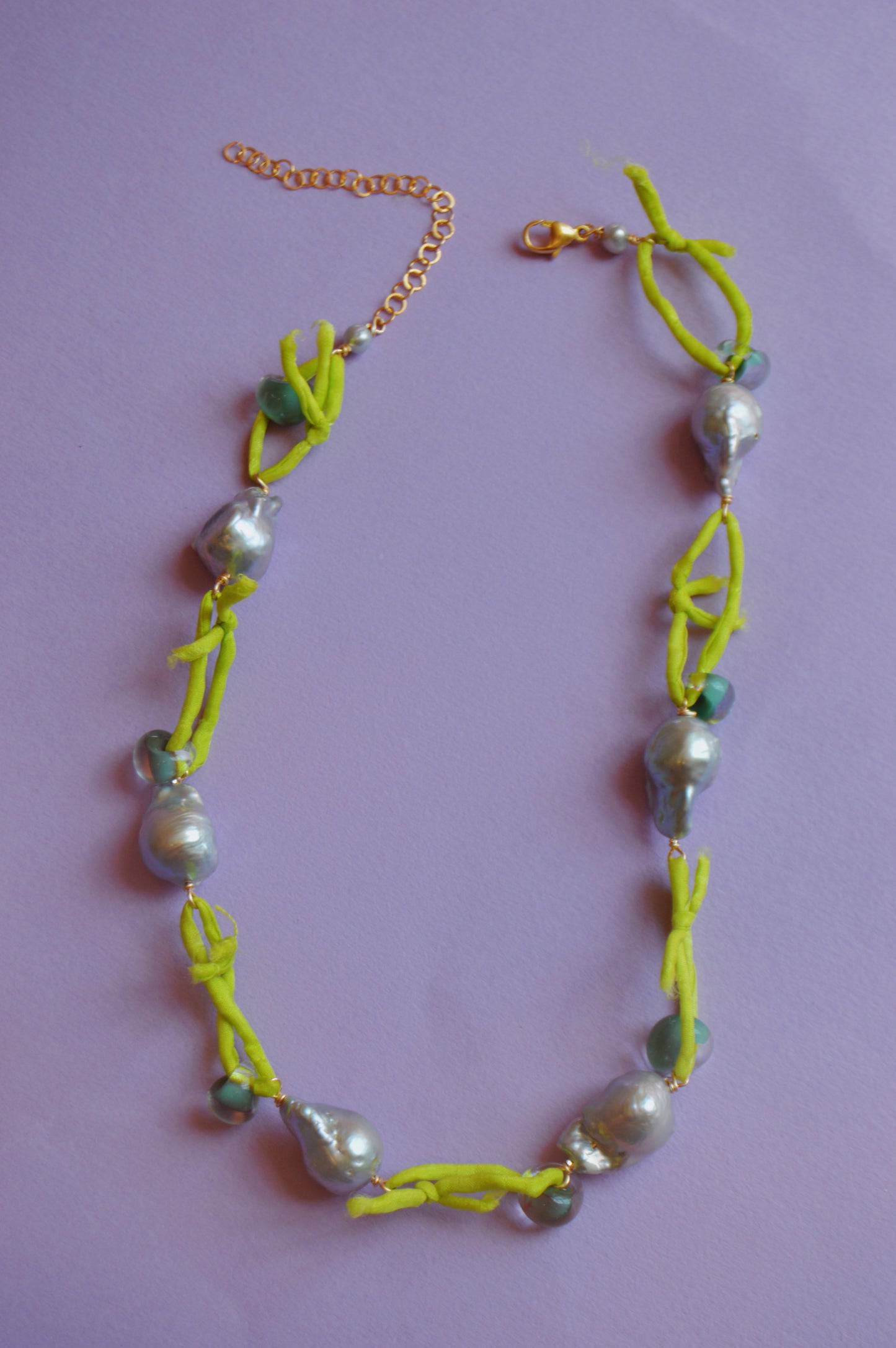 Green Silk and Pearl Layer