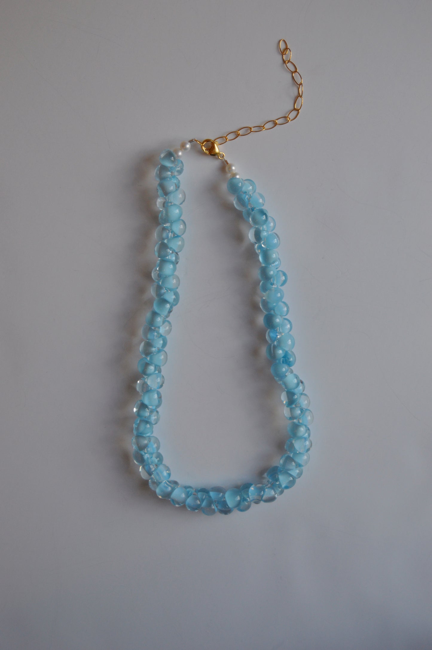 Bubble Glass Necklace- Icy Blue