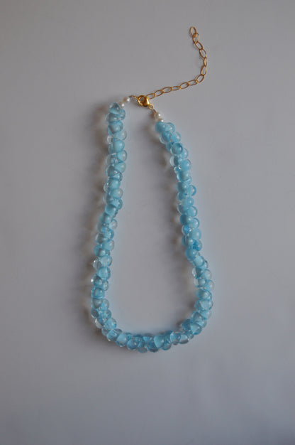 Bubble Glass Necklace- Icy Blue