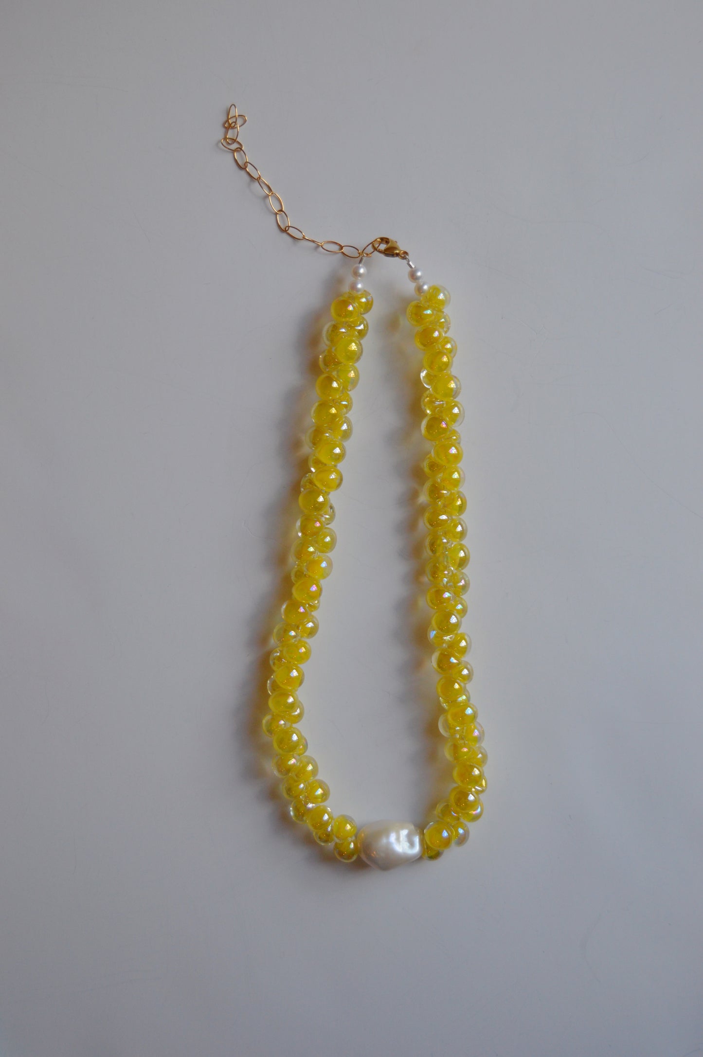 Bubble Glass Necklace- Shimmer Lemon