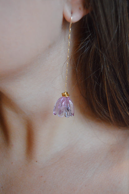 Glass Tulip Earrings- Magenta