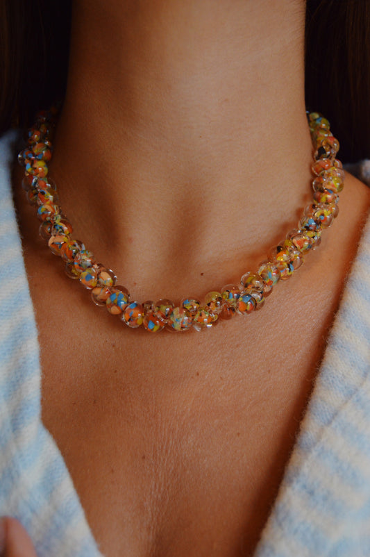 Bubble Glass Necklace- Coral Reef