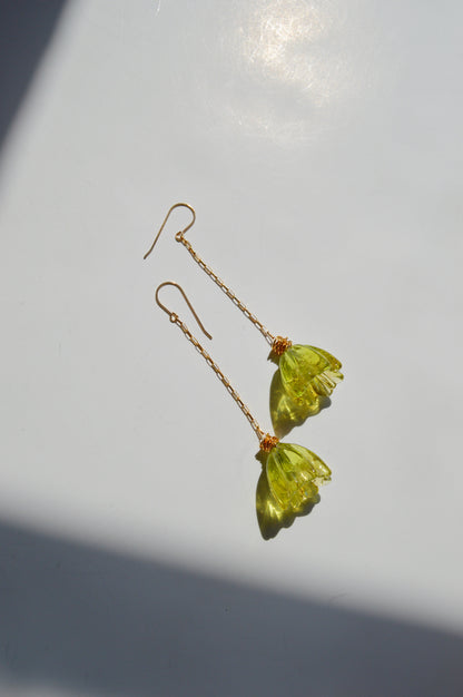 Super Sale Glass Tulip Earrings- Greens