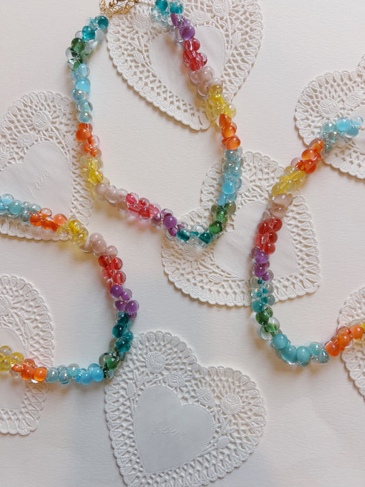 XOXO Rainbow Bubble Glass Necklace