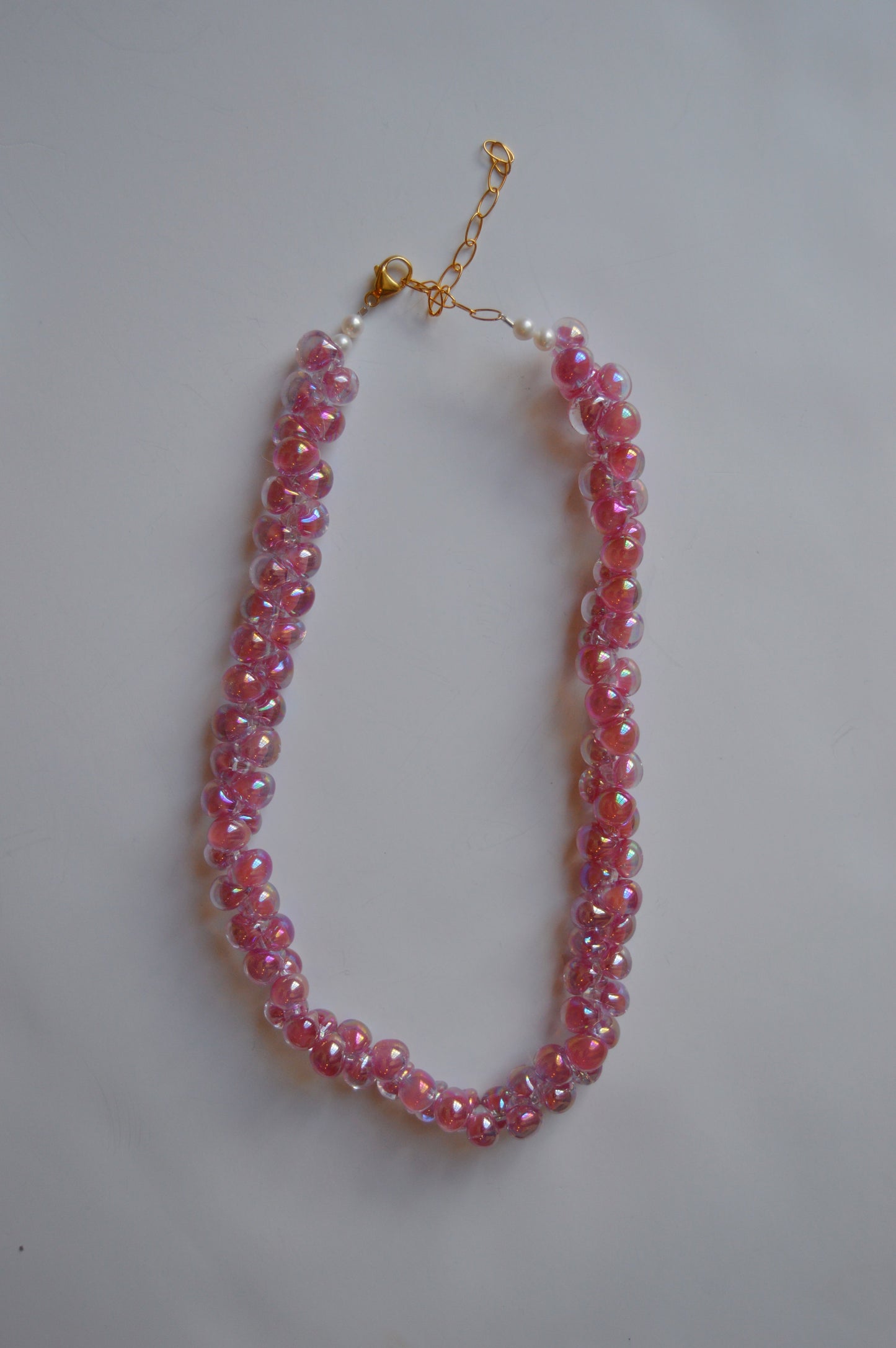 Bubble Glass Necklace- Shimmer Pink