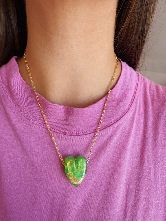 Extra Large Glass Heart Necklace