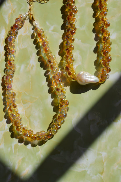 Bubble Glass Necklace- Champagne Bubbles