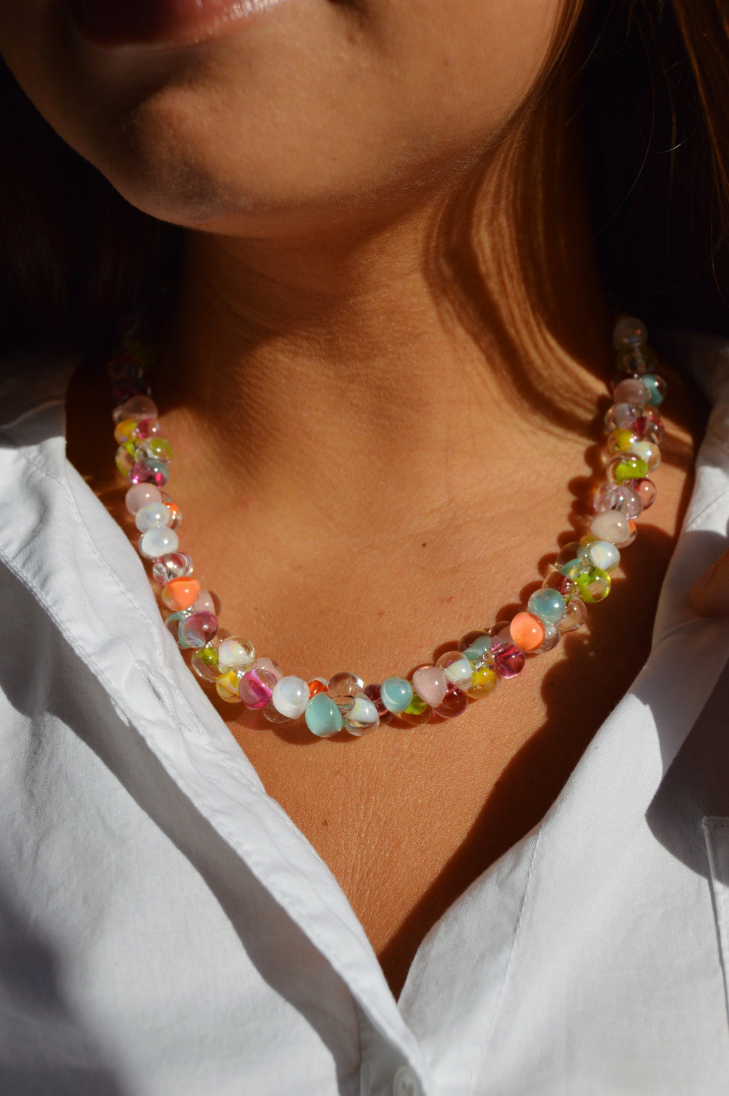 Rainbow Bubble Glass Necklace- Poppy