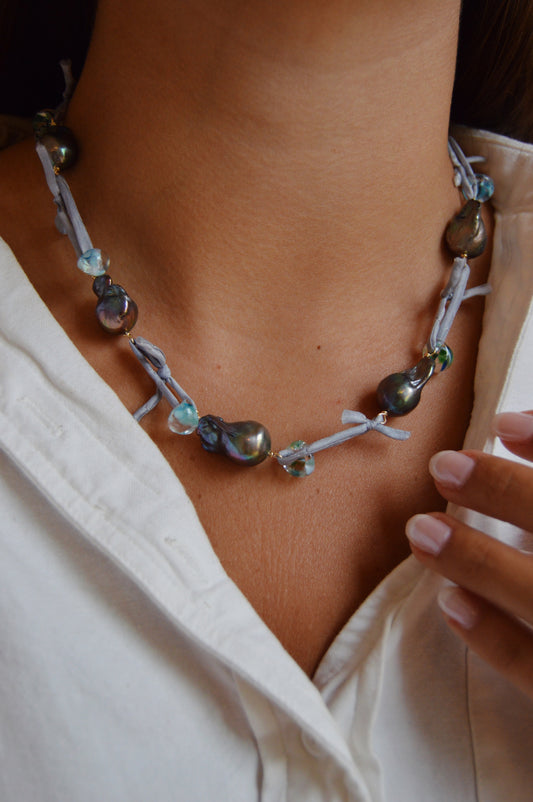 Silk and Pearl Layer - Silver Tidepool