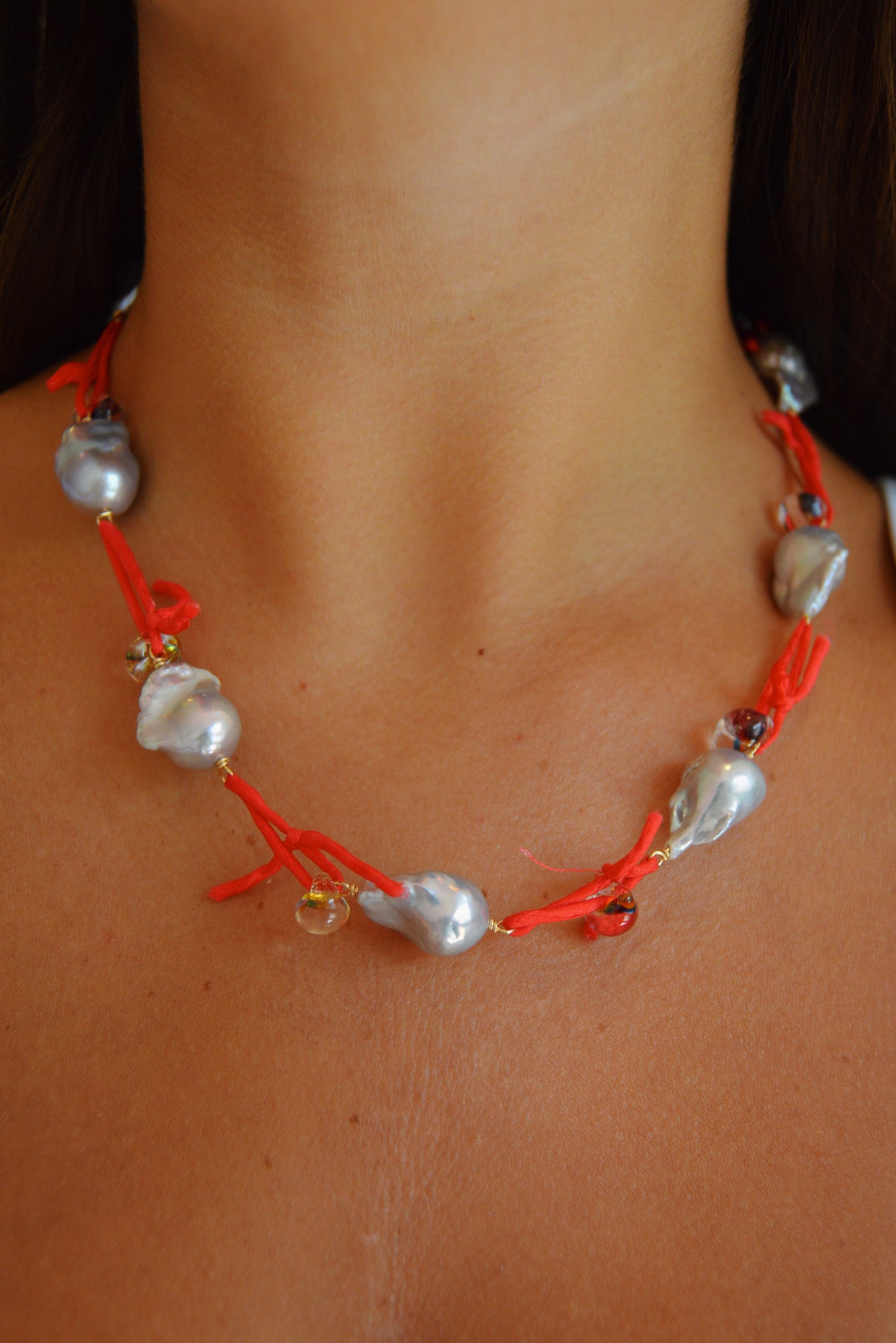 Silk and Pearl Layer- Red