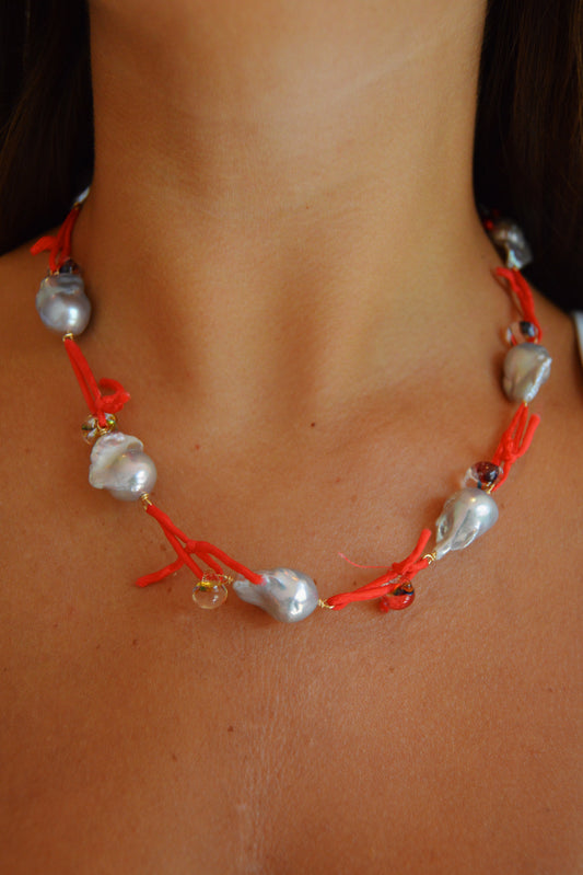 Silk and Pearl Layer- Red