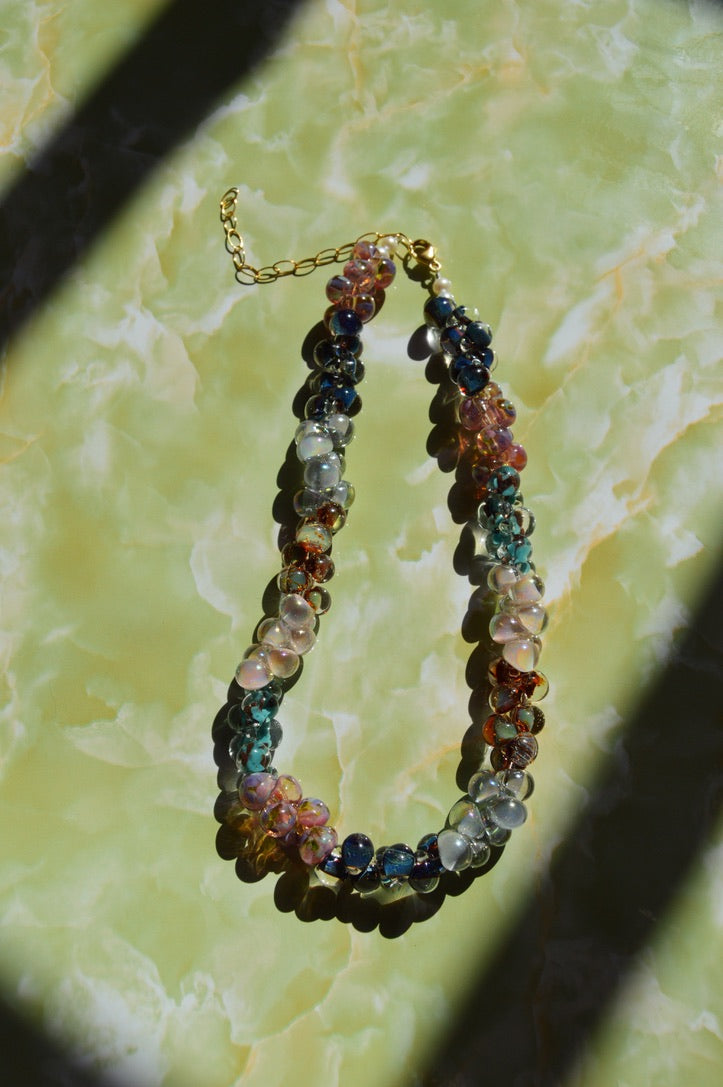 Bubble Glass Necklace- Fall Colorblock