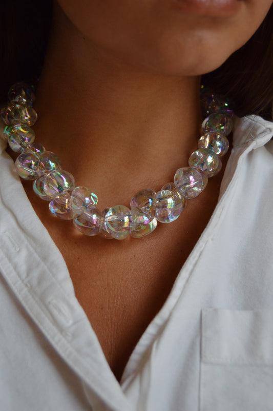 Grand Bubble Necklace- Shimmer Clear