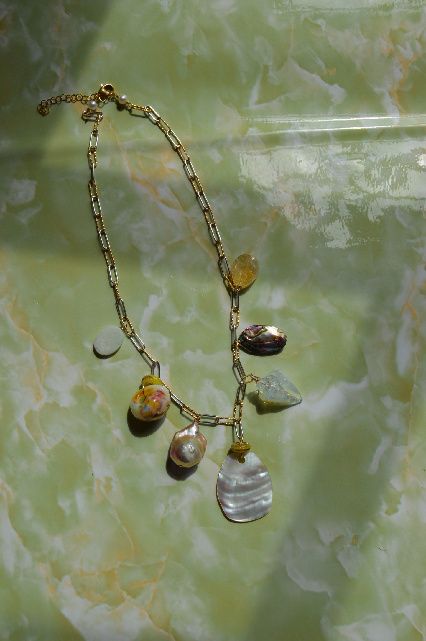 Shell and Pearl Charm Necklace