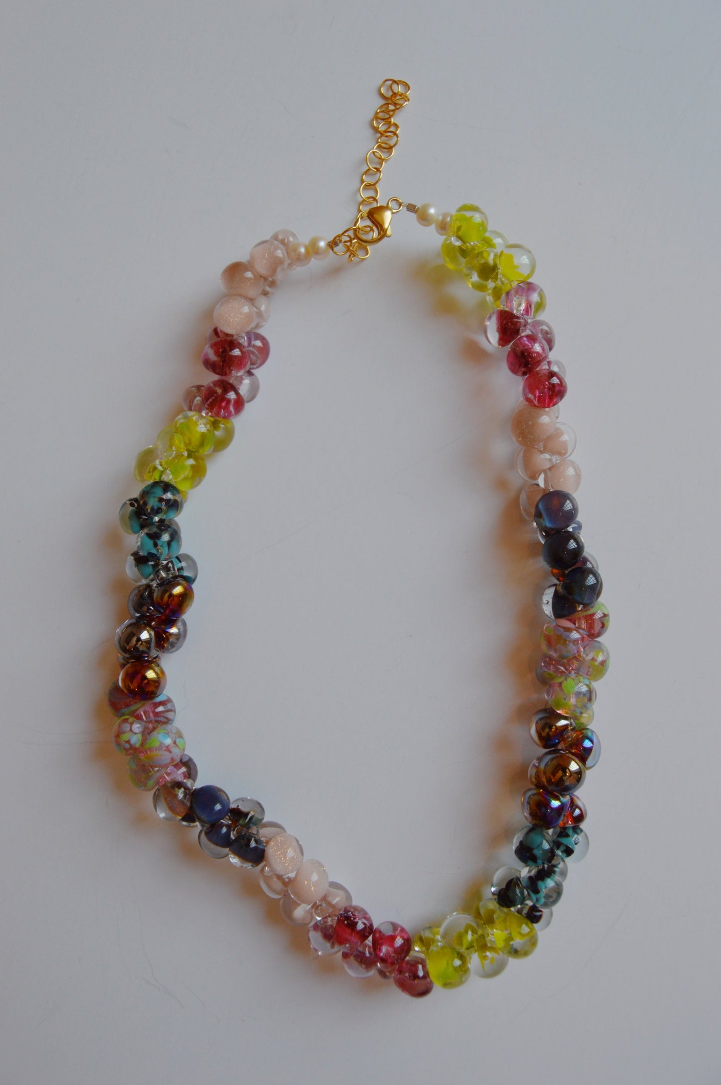 Fall Color Block Bubble Glass Necklace