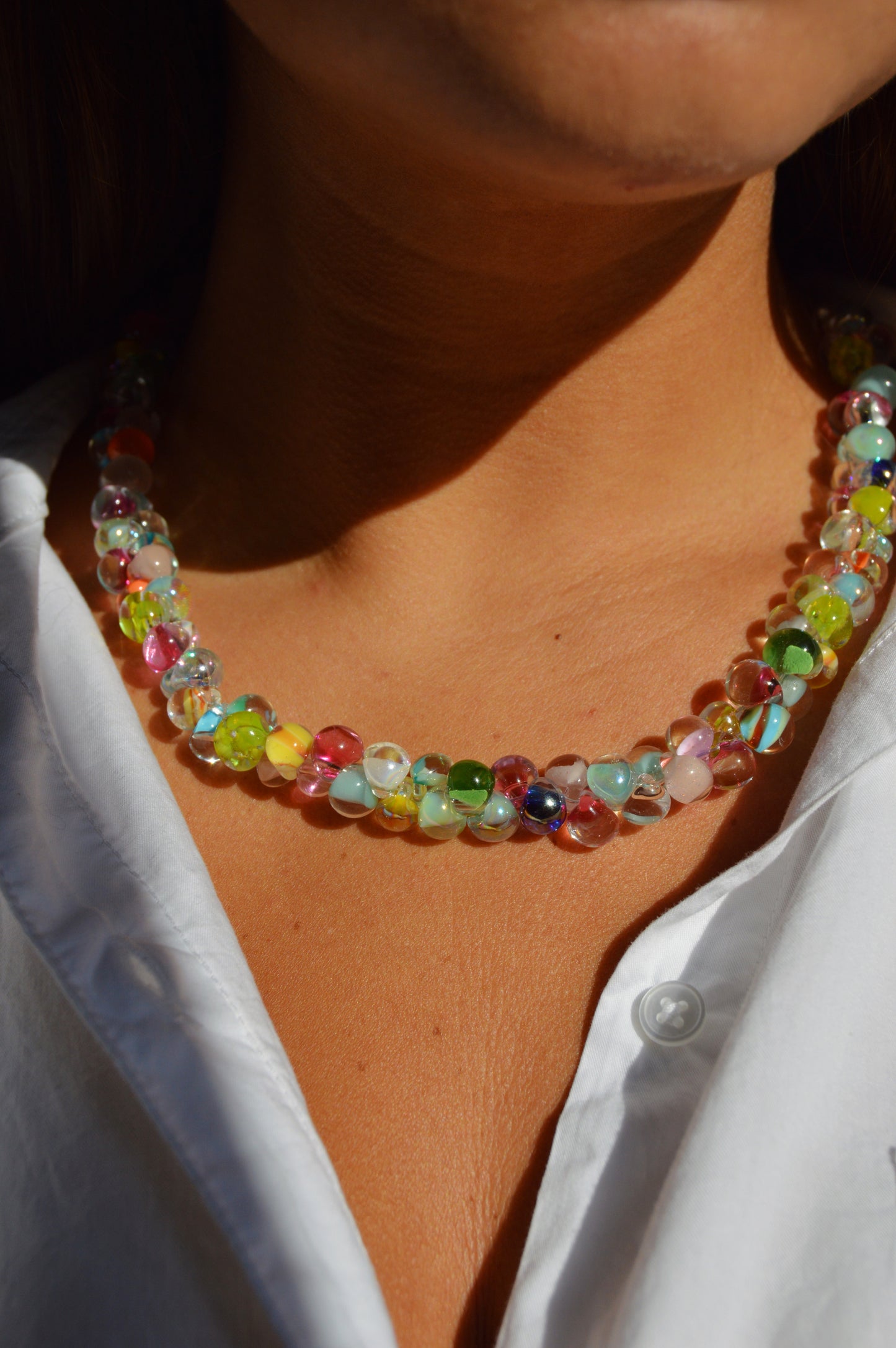 Rainbow Bubble Glass Necklace- Dazzle