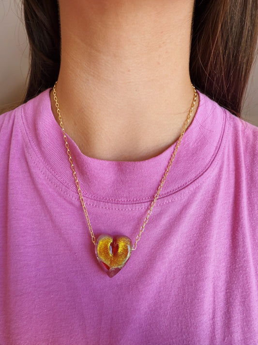 Large Glass Heart Necklace