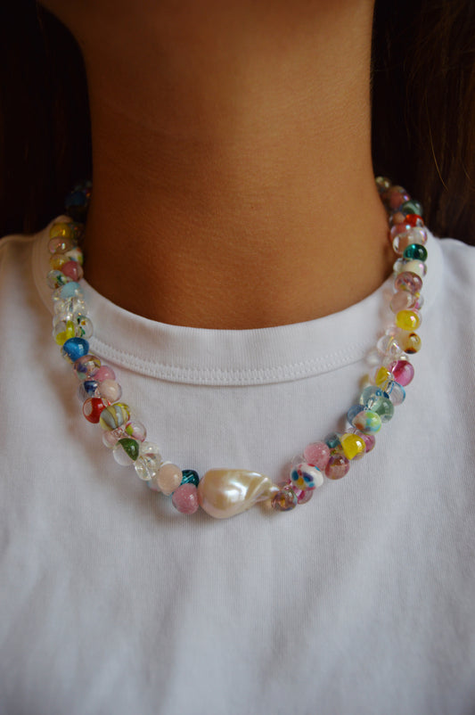 Rainbow Bubble Glass Necklace- Celebration